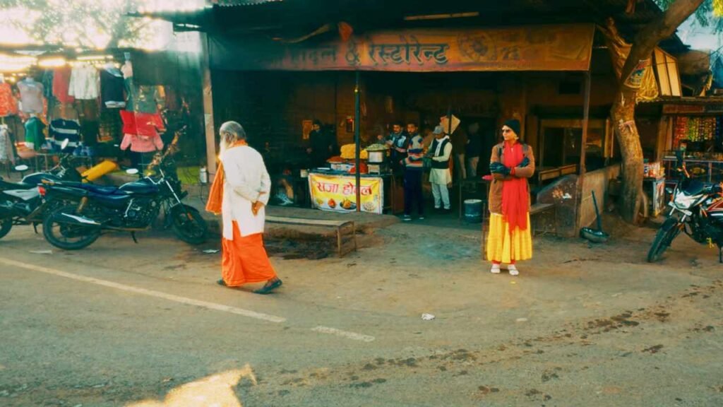 I am standing Outside the indian village restaurant