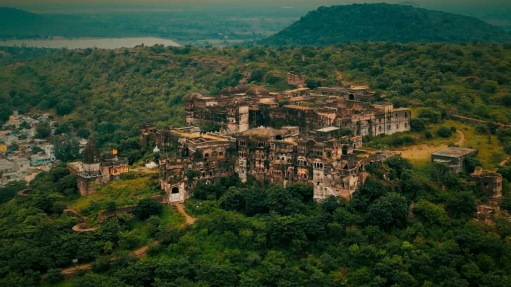 Narsighgarh fort drone view shot